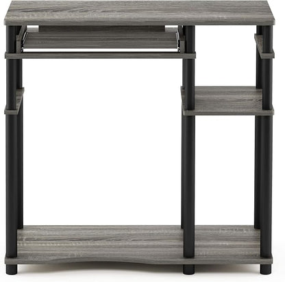 Furinno Abbott Desk, 31.5 Inch Grey Computer Desk with Keyboard Tray, Easy Assembly Gaming Desk with Storage Shelf, Office Desk for Home Office, Bedroom, Grey Oak