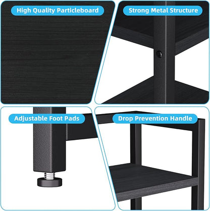 Marbrasse Desk Shelf with Drawer, 40" Desk Hutch for Computer Monitor, Desk Shelf for top of Desk, Wooden Desktop Bookshelf Storage Rack for Home Office Dorm - Black
