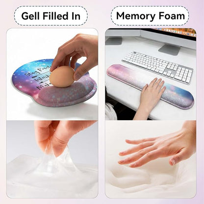 Desk Mat Set + Keyboard and Mouse Pad with Wrist Rest Support,4-in-1 Large Mousepad Computer Mats for Desktop Home & Office-with God