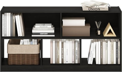 Furinno DALY Book Shelf, 5-Cube Bookshelf, Horizontal Cube Storage Organizer Bookcase, 10.9 x 47.2 x 23.6, for Living Room, Bedroom, Home Office, Espresso