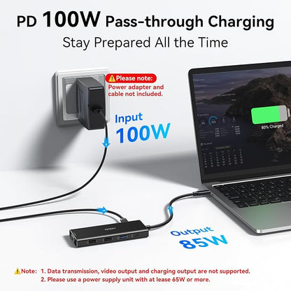 HODO USB C Docking Station Dual Monitor Adapter for Dell HP, Laptop Docking Station 3 Monitors Quad Display USB C Hub Dongle to 2 HDMI 4K,DP 8K, VGA,4 USB,PD, Adapter 9 in 1 Laptop Dongle