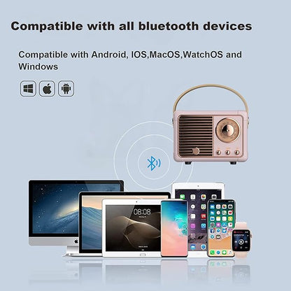 Dosmix Retro Bluetooth Speaker, Vintage Mini Wireless Speaker for Bedroom Desk Kitchen Office, Cute Portable Speaker for Room Decor, Small Bluetooth Speaker for iPhone Android, Gift for Women Girls