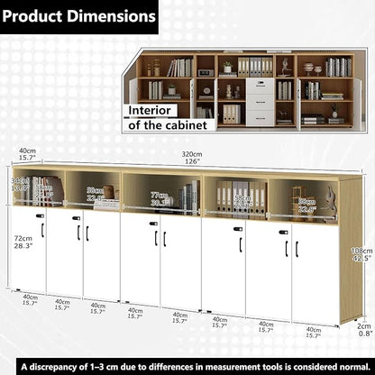 File Cabinet with Password Lock, Wood Lateral Filing Cabinet for Letter/A4 Files, 3 Drawer with Door, Printer Stand with Open Shelves for Home Office