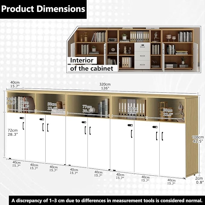 File Cabinet with Password Lock, Wood Lateral Filing Cabinet for Letter/A4 Files, 3 Drawer with Door, Printer Stand with Open Shelves for Home Office