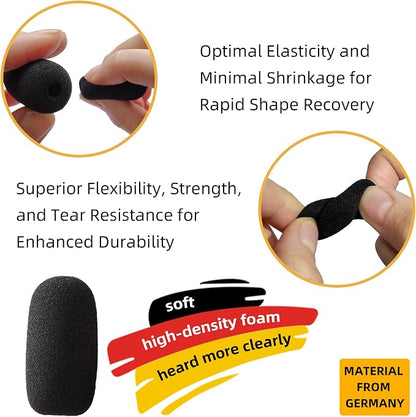 10-Pack Small Foam Windscreens for Lavalier Mics - High-Density Foam Mic Covers for Headset Protection