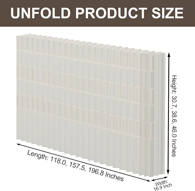 Modern Folding Room Divider for Space Separation, 5.2ft Tall Honeycomb Accordion Privacy Screen, Kraft Paper Portable Freestanding Partition Wall, No Drilling (Style-C, L196.8 x H70.8 Inch)