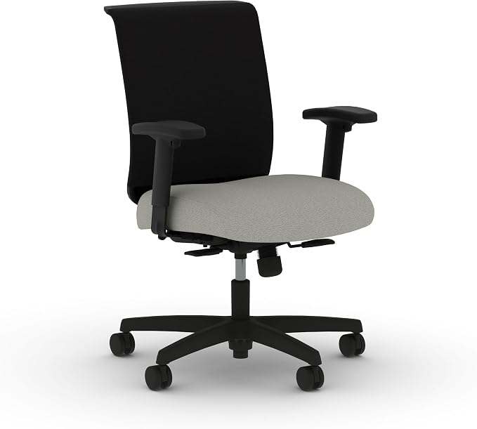 HON Convergence Ergonomic Office Chair with Mesh Back, Adjustable Arms, Lumbar Support, Synchro‑Tilt Desk Chair with Wheels for Home Office or Computer Use, Black Frame, Fog