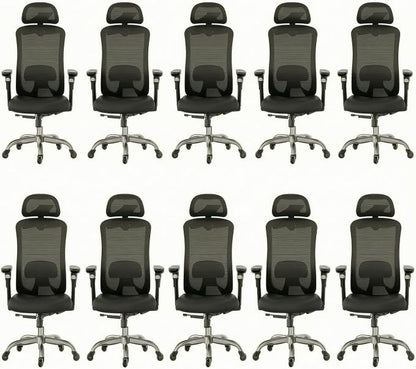 HUANUO Ergonomic Office Chair with 6D Armrest, Seat Depth Adjustment, Lumbar Support, Quiet Rubber Caster, High Back Mesh Gaming Chair with 3D Headrest, Big and Tall Chair for Home Office, Pack of 10