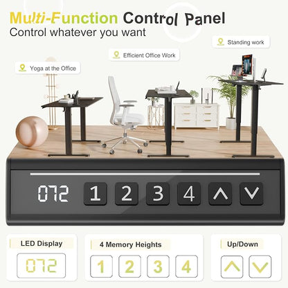 Furmax Electric Standing Desk, 45 x 24 Inches Sit Stand up Desk, Sit Stand Height Adjustable Home Office Desk with 4 Height Position Memory (Black, 45)