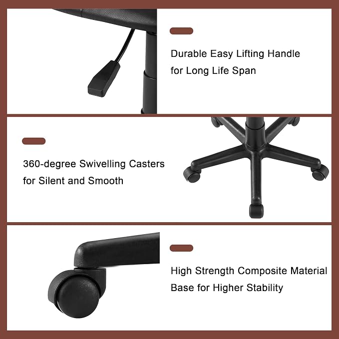 VECELO Height Adjustable Rolling Swivel Salon Stool, Small SPA Chair with Backrest for Drafting/Tattoo/Office/Massage/Medical Facial, Black