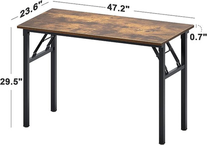 Need Office Computer Desk - 47.2L Sturdy and Heavy Duty Folding Laptop Table,Writing Table/Home Office Desk/Sewing Table,No Assembly Required,Rustic Brown AC5FB(120 * 60)