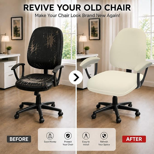 DIVA EN CAMINO DEC Split Office Chair Seat Covers - Universal Stretch Computer Chair Slipcover - Washable Rotating Backrest Coverings & Cushion Protectors & Armrest Covers for Dogs, Cats, Pets