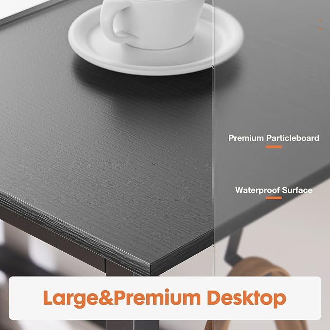 Sweetcrispy 40 Inches Computer Desk with Drawers Home Office Writing Table X-Shaped Reinforcement Modern Work Surface Side Hook Sturdy Metal Frame Large Space Storage Organization Black