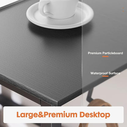Sweetcrispy 40 Inches Computer Desk with Drawers Home Office Writing Table X-Shaped Reinforcement Modern Work Surface Side Hook Sturdy Metal Frame Large Space Storage Organization Black