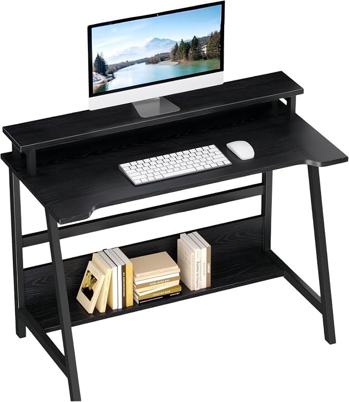 ALISENED 31.5 Inch Small Office Desk with Storage, Small Desk for Small Spaces, Compact Home Office Desk, Mini Study Desk for Bedroom, Black