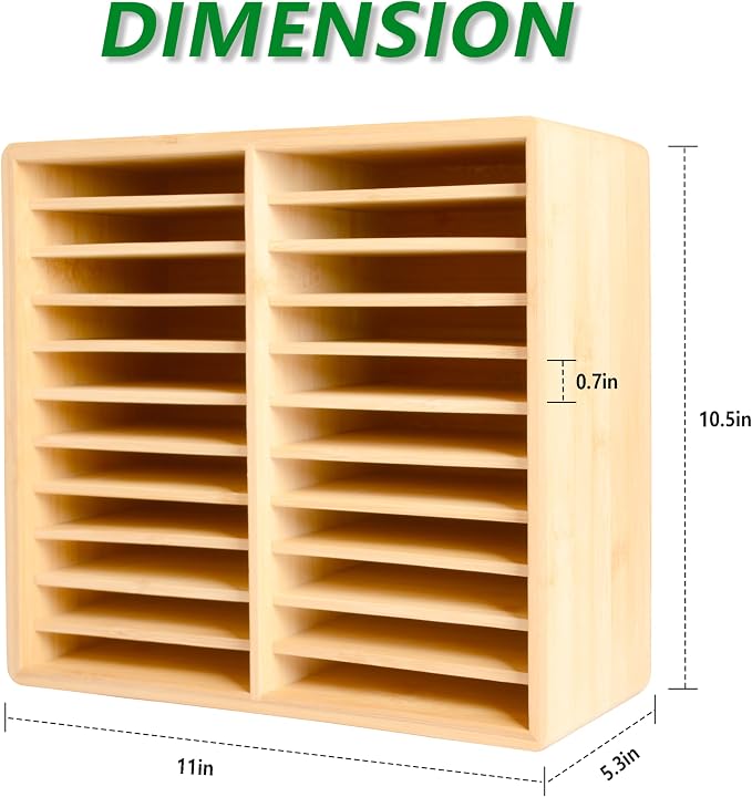 Bamboo Marker Organizer,Wooden Desktop Marker Storage,Art Supply Pencil Storage with 22 Compartments,Pen Holder for Office,Home,Classroom,Hold 176 Markers