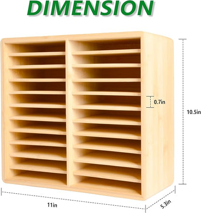 Bamboo Marker Organizer,Wooden Desktop Marker Storage,Art Supply Pencil Storage with 22 Compartments,Pen Holder for Office,Home,Classroom,Hold 176 Markers