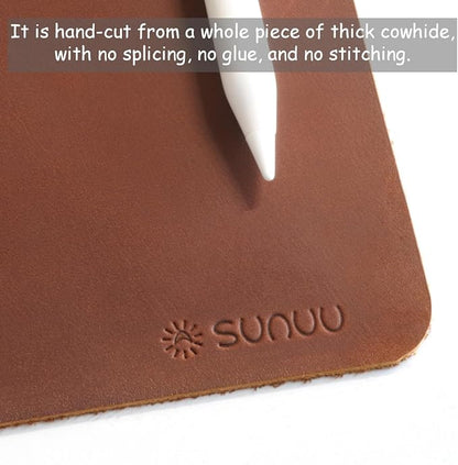Mouse Pad- Premium Full Grain Genuine Genuine Leather-Handmade with Cowhide Crazy Horse Leather- Suitable for Working from Home or in the Office-Square 9.8x9.8in -Vintage Brown