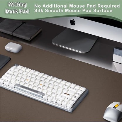 Boutilon Leather Desk Pad Protector,Non-Slip Mouse Pad,Laptop Desk Pad,Office Mouse Mat,Waterproof Leather Desk Blotter,Desk Writing Pad for Office and Home (M-Coffee,30"x14")