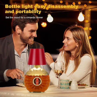 Wireless Bottle Lamp, 2026 New 3 Color Rechargeable Wine Bottle Lights for Bars Restaurants (Wine red, 1PC)