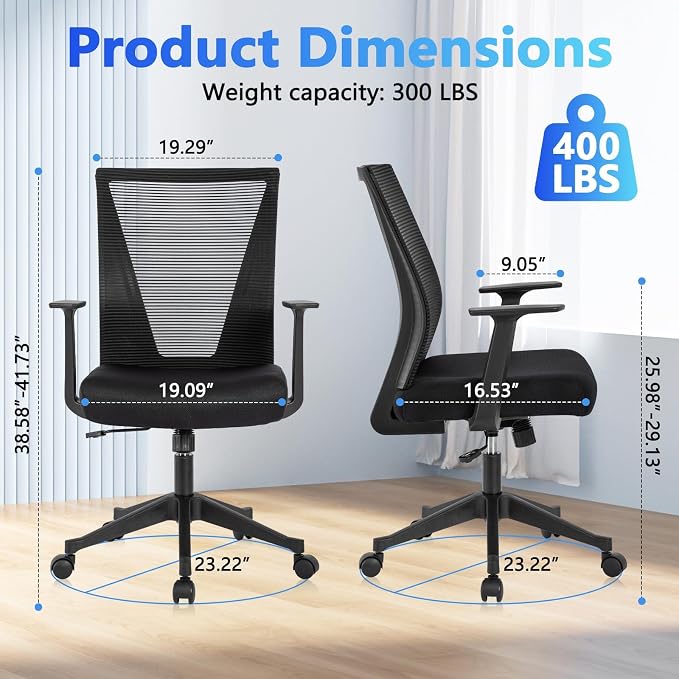 CLATINA Home Office Chair Ergonomic Desk Chair Mesh Computer Chairs with Armrests Executive Rolling Wheels Swivel Heavy Duty Chairs Office, Home, Black 10 Pack
