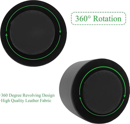 Round Leather Art Supply Organizer,Remote Control Holder,360 Degree Spinning,Multi-Functional Pencil Holder,4 Compartments Desktop Stationary Organizer(1-Sheep Black)