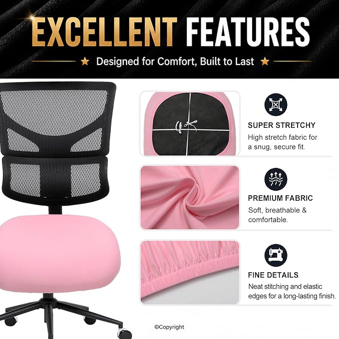 DIVA EN CAMINO DEC Stretchable Desk Office Chair Seat Cushion Covers - Universal Spandex Computer Chair Slipcover - Anti-Scratch Dogs, Cats, Pets Removable Washable Cushion Protectors