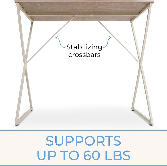 Stand Steady Joy Desk | Modern Stand Up Workstation with Storage Cubbies | Pretty Standing Desk with Large Desktop | Multifunctional Table for Home & Office (Maple / 48 x 42)