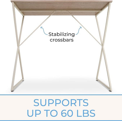 Stand Steady Joy Desk | Modern Stand Up Workstation with Storage Cubbies | Pretty Standing Desk with Large Desktop | Multifunctional Table for Home & Office (Maple / 48 x 42)