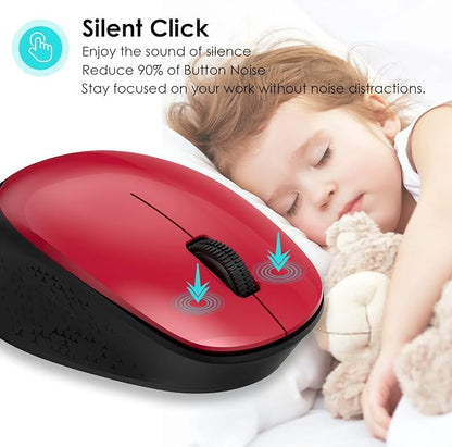 LeadsaiL Wireless Mouse for Laptop, 2.4GHz Silent USB Mouse, Slim Optical Mouse with 3 Buttons, 1600 DPI, Works with Windows, Mac, Chrome OS, Linux