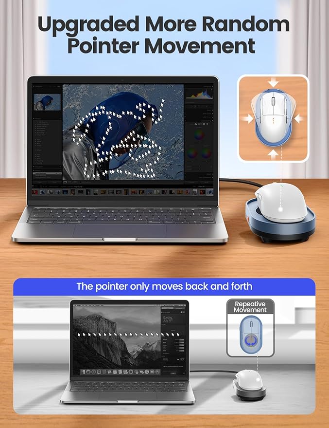 Vaydeer Undetectable Mouse Mover, M3 Mouse Jiggler Device with ON/Off Switch, Driver-Free Shaker Wiggler Mouse Movement Simulation for Computer Awakening, Gift Ideal for Men/Women (Dark Green)