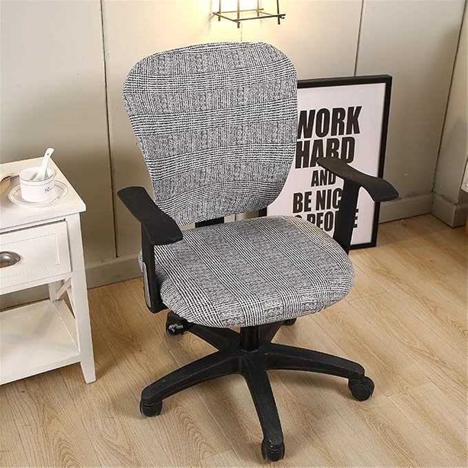 Jinzio Computer Office Chair Cover - Split Protective & Stretchable Cloth Polyester Universal Desk Task Chair Chair Covers Stretch Rotating Chair Slipcover, Charcoal Grey