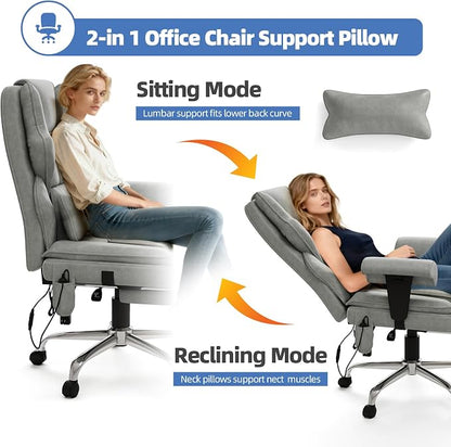 7-Point Massage Office Chair,Heated Manageral Chair,Ergonomic Executive Chair with Footrest,Adjustable Armrest，Computer Chair for Offices, Study Room, Gaming Spaces,Gray