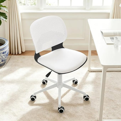 Home Office Chair, Armless Mid-Back Computer Desk Chair with Breathable Backrest and Padded Cushion, Height Adjustable Swivel Ergonomic Task Chair for Home, Work, Study
