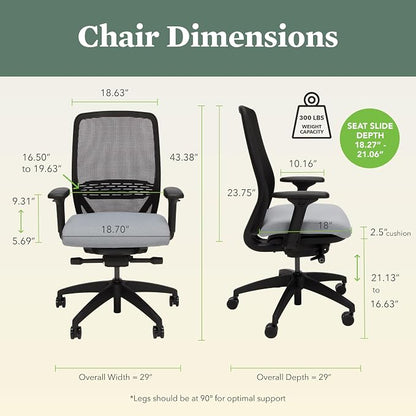 HON Nucleus Office Chair Ergonomic Desk Chair Suspended Seat Mesh Back for Home Office, Task Work - Synchro-Tilt Recline, Swivel Wheels, Adjustable Lumbar Support & Armrests, White Frame, Fawn