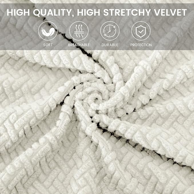 MIFXIN Computer Office Chair Cover Stretch Elastic Slipcover 2 Piece Jacquard Computer Chair Seat Covers Furniture Protector for Office Home, Only Covers No Chair (White)