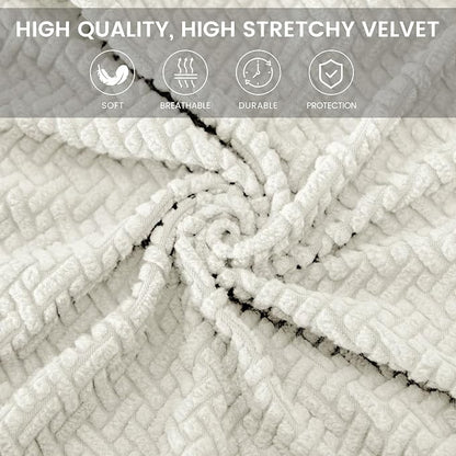 MIFXIN Computer Office Chair Cover Stretch Elastic Slipcover 2 Piece Jacquard Computer Chair Seat Covers Furniture Protector for Office Home, Only Covers No Chair (White)