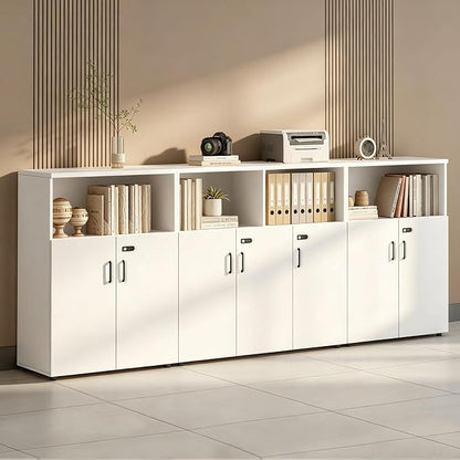File Cabinet with Password Lock, Wood Lateral Filing Cabinet for Letter/A4 Files, 3 Drawer with Door, Printer Stand with Open Shelves for Home Office