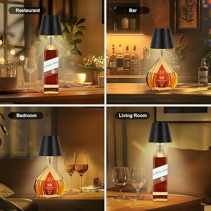 2026 New Wireless Bottle Lamp,LED Bottle Lights for Liquor & Wine Bottles,Bottle Light with Dimmable(Black+White)