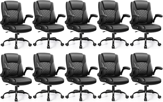 Leather Office Chair, PU Home Computer Desk Chairs with Ergonomic Back Support, 360°Swivel Free，Small Gaming Chair with Wheels and Adjustable Armrests, for Short People Use
