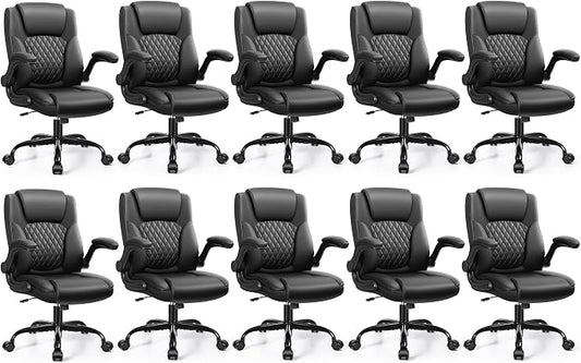 Leather Office Chair, PU Home Computer Desk Chairs with Ergonomic Back Support, 360°Swivel Free，Small Gaming Chair with Wheels and Adjustable Armrests, for Short People Use