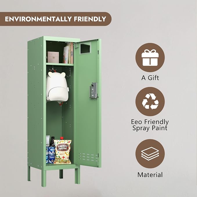 BUTISOW Metal Kids Locker,Metal Cabinet Storage Lockers,Lockable for Employees with Door,54" Height Steel Locker,Lockable Steel Locker for Children's Room, Playroom, School,Gym