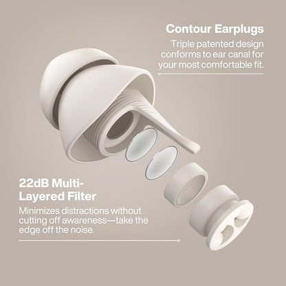 EARPEACE Everyday Noise Control & Noise Reduction Ear Plugs - High-Fidelity Earplugs, Comfortable & Reusable Earplugs for Travel, Sleep, Work, Snoring Blocking, Includes Carrying Case - Cream