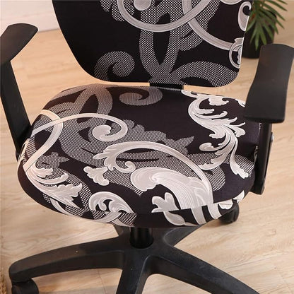 Jinzio Computer Office Chair Cover - Split Protective & Stretchable Cloth Polyester Universal Desk Task Chair Chair Covers Stretch Rotating Chair Slipcover, Grey Black