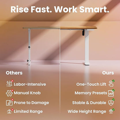 HUANUO Electric Standing Desk,40" x 24" Height Adjustable Desk, 4 Memory Height Settings, Sit to Stand Up Desk for Home Office, with Headphone Hook, Cable Manager, Light Vintage Brown