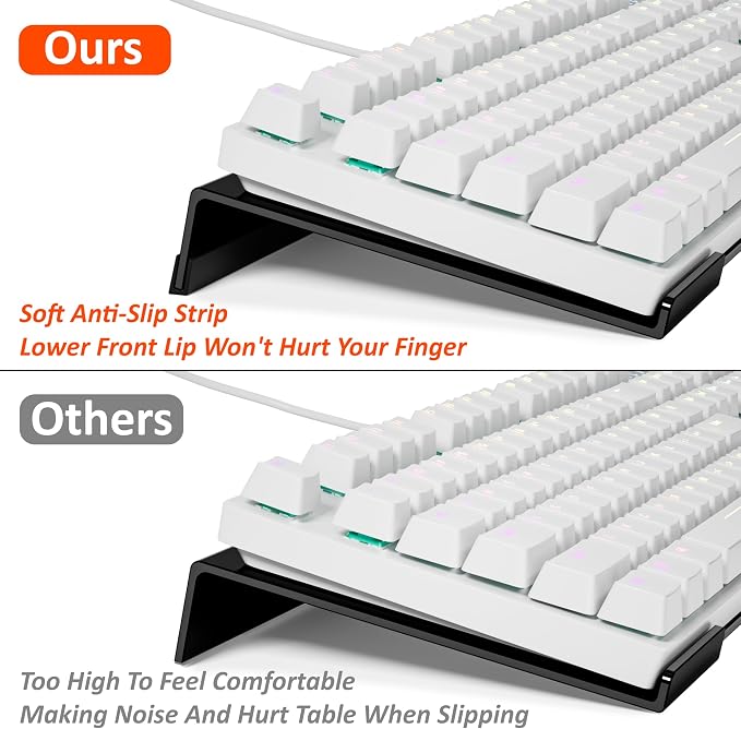 Acrylic Computer Keyboard Stand for Desk, Keyboard Riser Tilt Lift, Keyboard Holder for Desktop, Desk Keyboard Lifter（White）