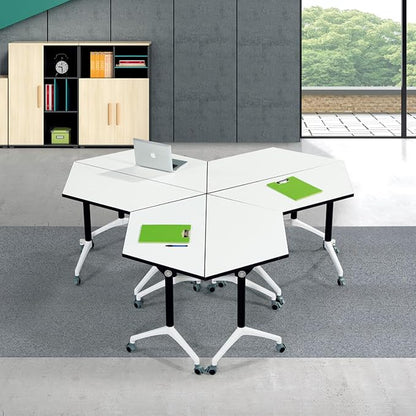 Folding Conference Room Table,6 pack Conference Table with Wheels,Flip Top Rolling Seminar Meeting Table,Mobile Training Room Tables-Easy to Move,Foldable Office Conference Tables-Space Saving