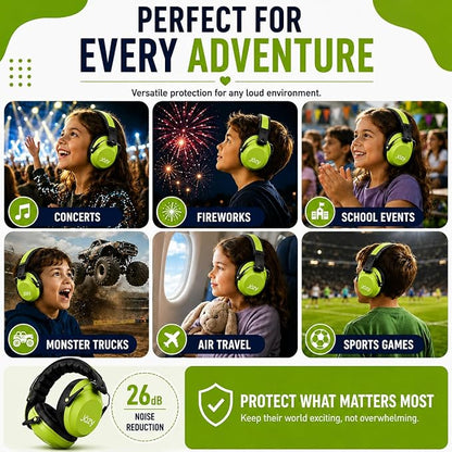 Jozy Noise Canceling Headphones for Kids, SNR 26dB Ear Protection for Autism, Sound Proof Sensory Muffs for Hearing, Concerts