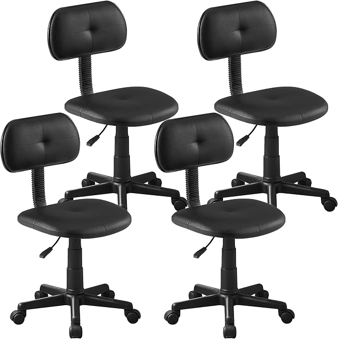 VECELO Height Adjustable Rolling Swivel Salon Stool, Small SPA Chair with Backrest for Drafting/Tattoo/Office/Massage/Medical Facial, Black