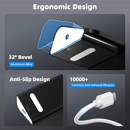 Powered USB Hub 10Gbps, 10 Port USB 3.2 Gen 2 Hub with 7 USB 3.2 Data Ports, 3 Fast Charging Ports, 36W Power Adapter, Type A and Type C Cable, Aluminum USB Hub for Laptop, Mac, PC
